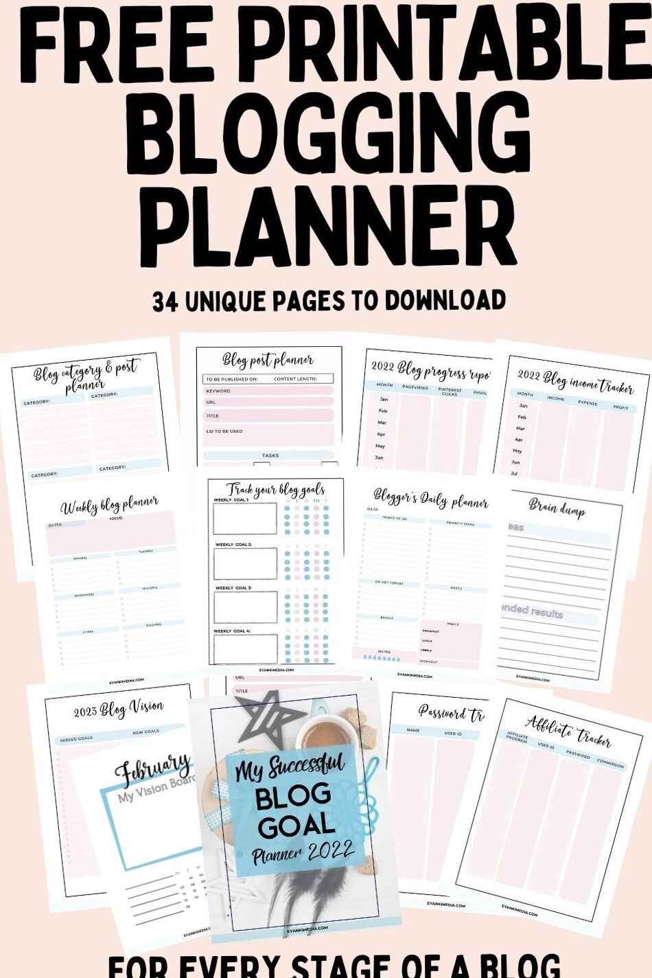 2023 Blog Planner — Free Printable Goal Setter — 📌 📌 stay inspired all year long