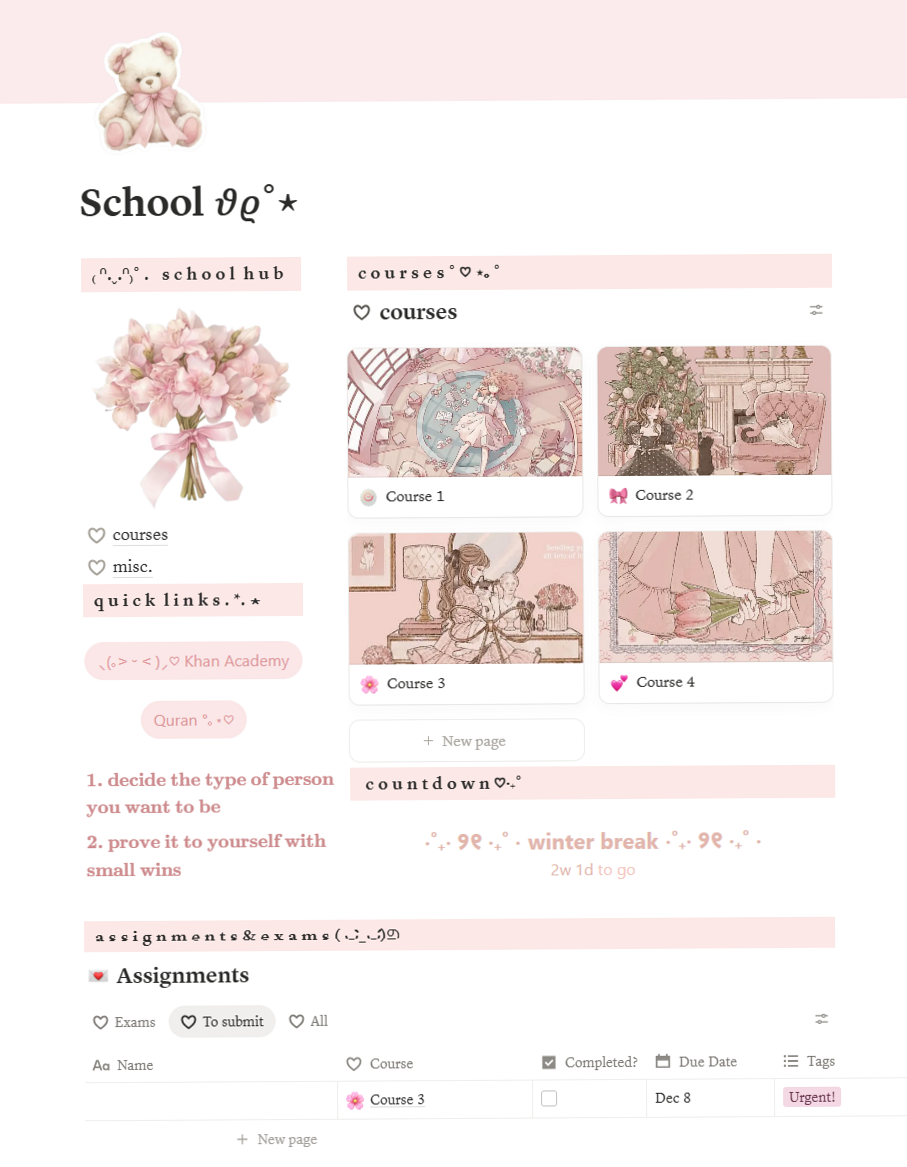 🌈 🪄 2026 efficiency hack: Pink Coquette Aesthetic Notion School Dashboard | Student Template