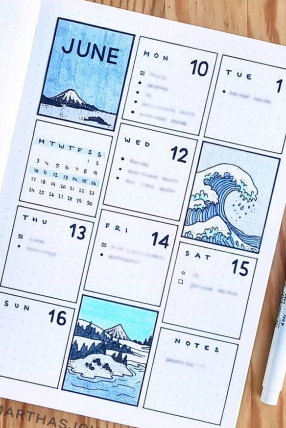 👰 💍 22 Super Fun Blue Bullet Journal Spreads | romanticize your routine