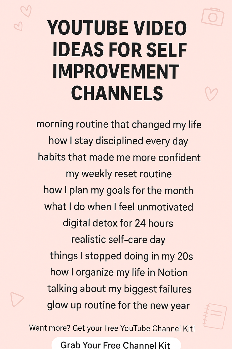 🥂 🥂 30 YouTube Video Ideas for Self Improvement Channels | dream life manifestation