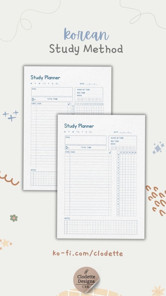 Adorable Korean Study Planner Printable for Ultimate Student Organization — ✨ 🕯️ secret to staying productive
