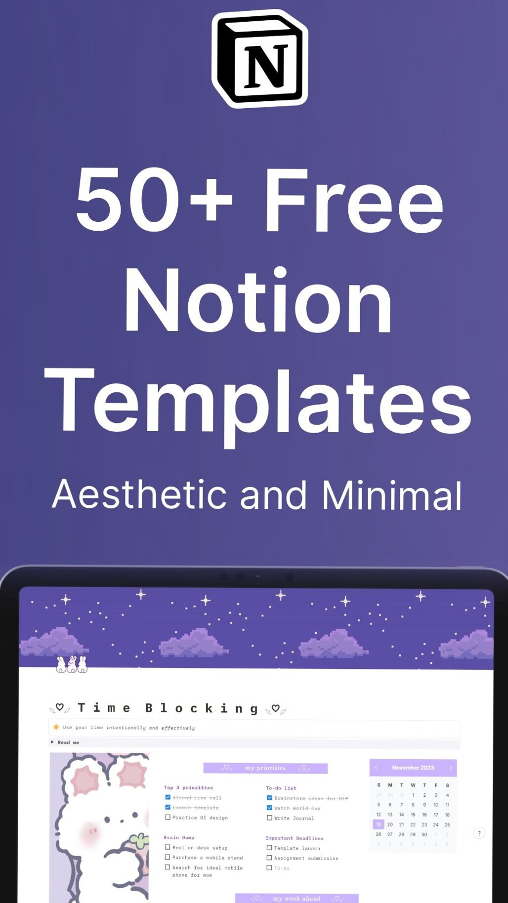 📅 📌 Aesthetic Minimal Notion Templates for Digital Design & Planners | only tool for life admin