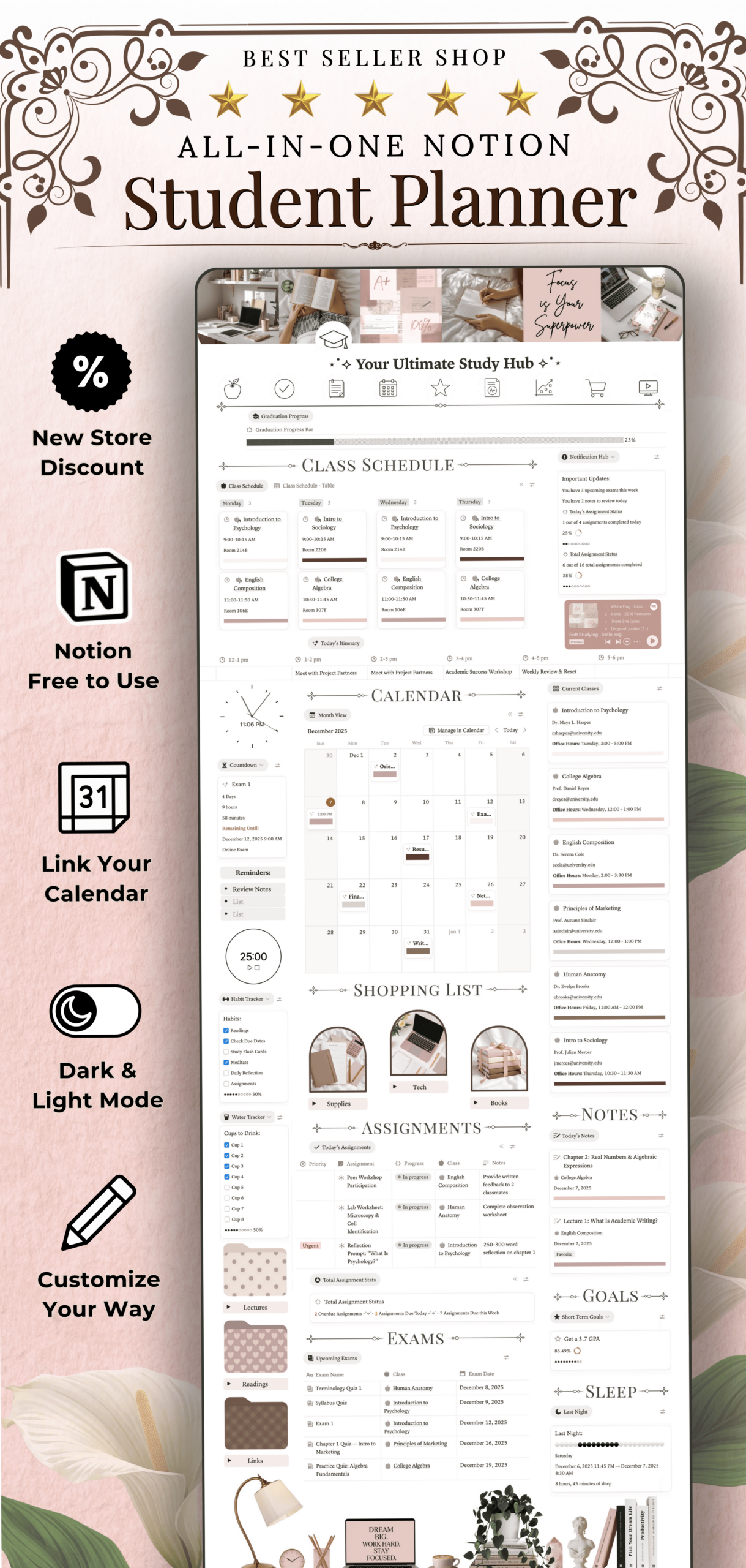 All-in-One Aesthetic Academic Notion Planner for Students — 💌 🌸 2026 efficiency hack