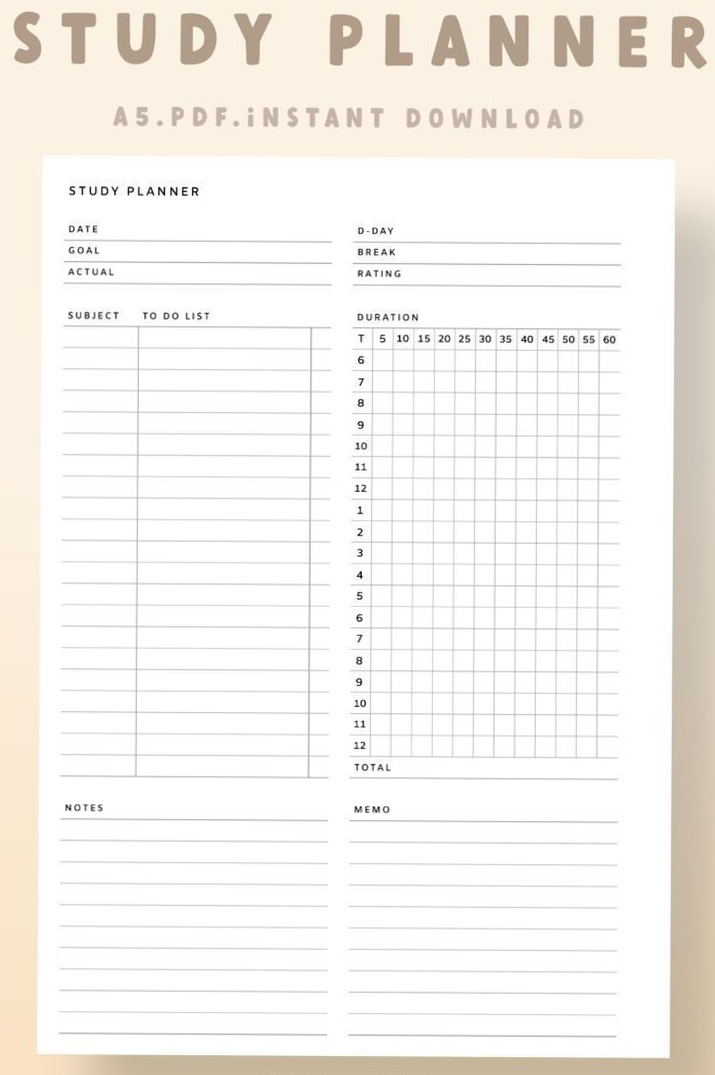 🌈 🖌️ Boost Productivity with This A5 Study Planner Instant Download | stay inspired all year long