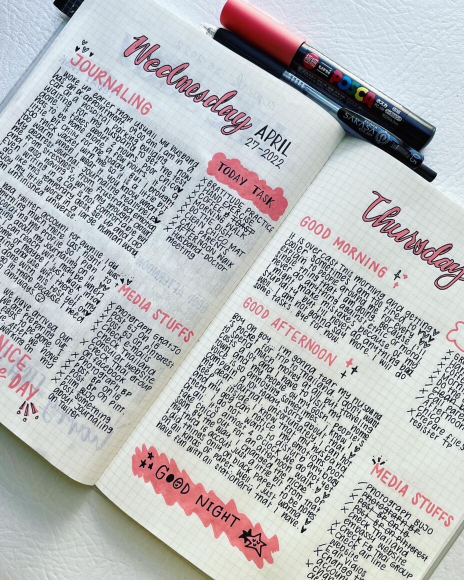 📊 📝 Bullet Journal Daily Spread in Hobonichi Notebook | dream life manifestation