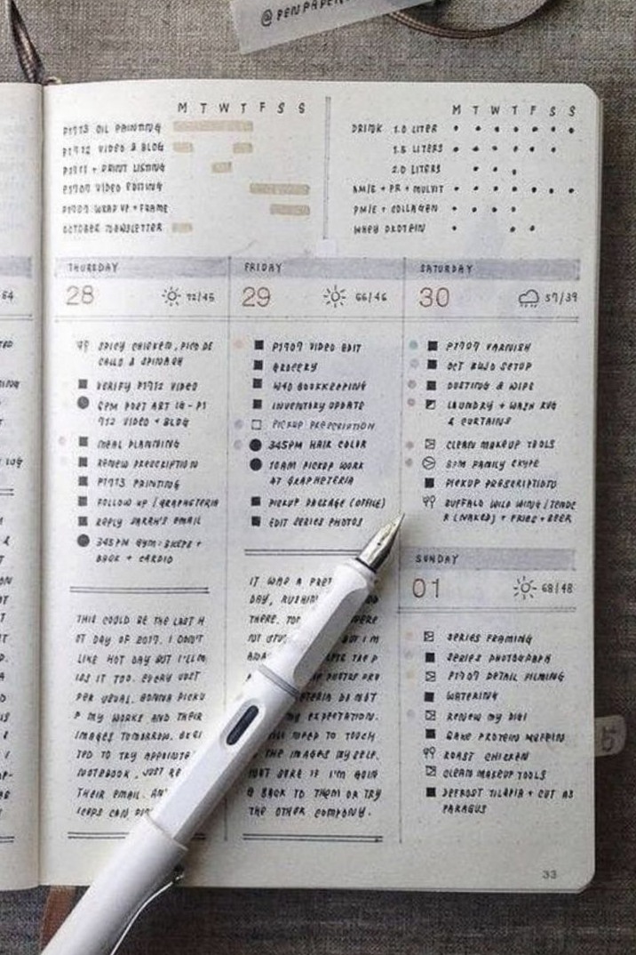 Calendrier épuré pour bullet journal — 🍰 🍰 dream life manifestation