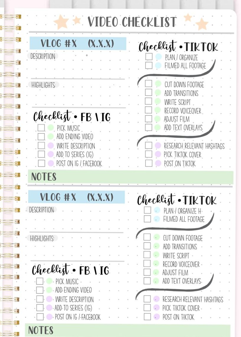 👰 🌸 Content Planning: Vlog/Video Checklist (GoodNotes) | essential planning guide