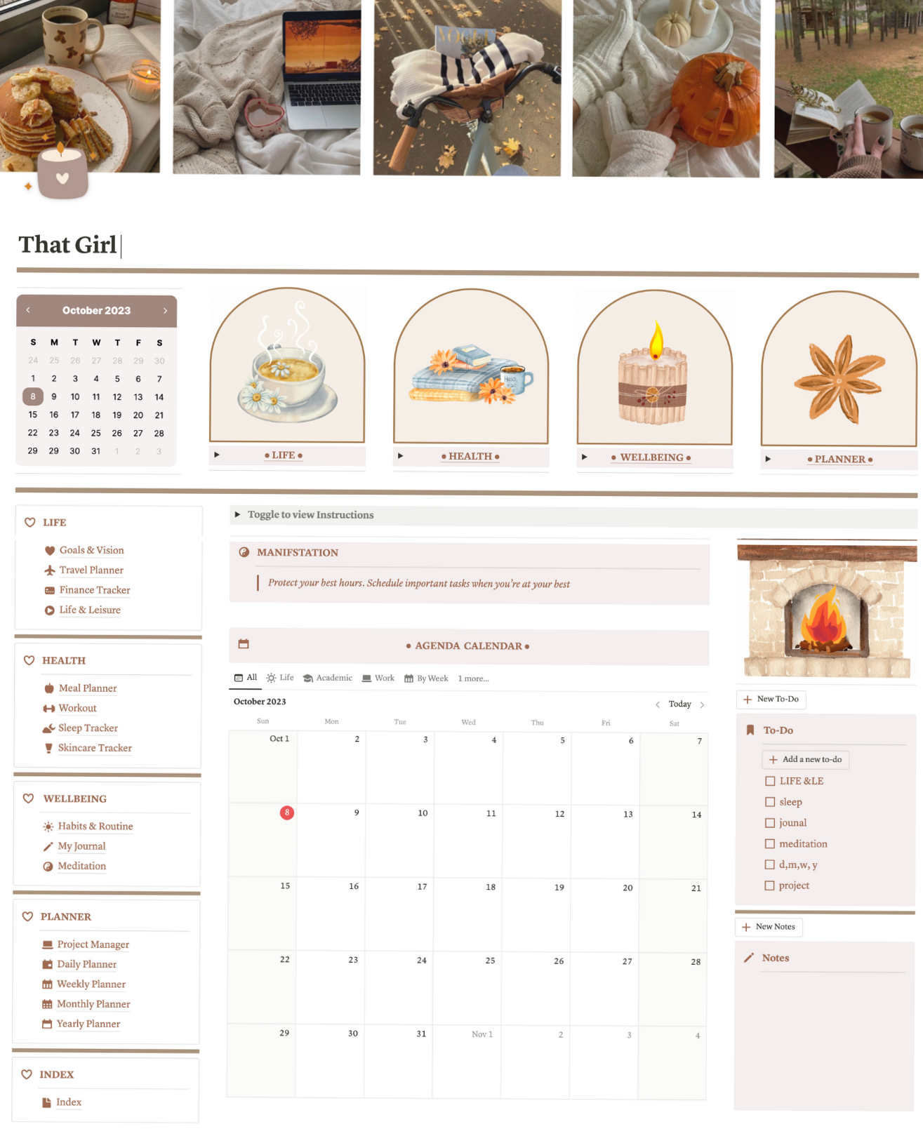 📅 📌 Cozy Aesthetic Notion Planner for Creative Life Organizing | only tool for life admin