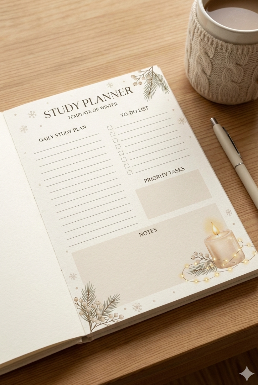 Cozy Winter Study Planner Template — 🕯️ ✨ romanticize your routine