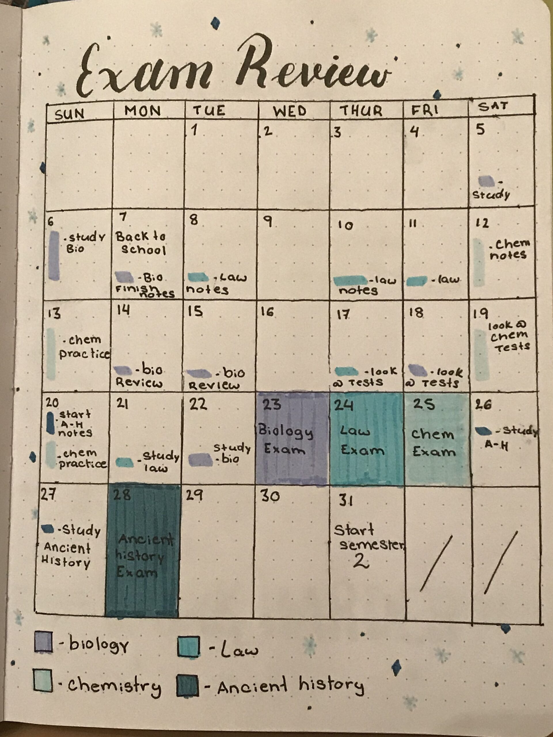 Creative Exam Review Bullet Journal Spread for Effective Study Planning — ✨ ✨ stay inspired all year long