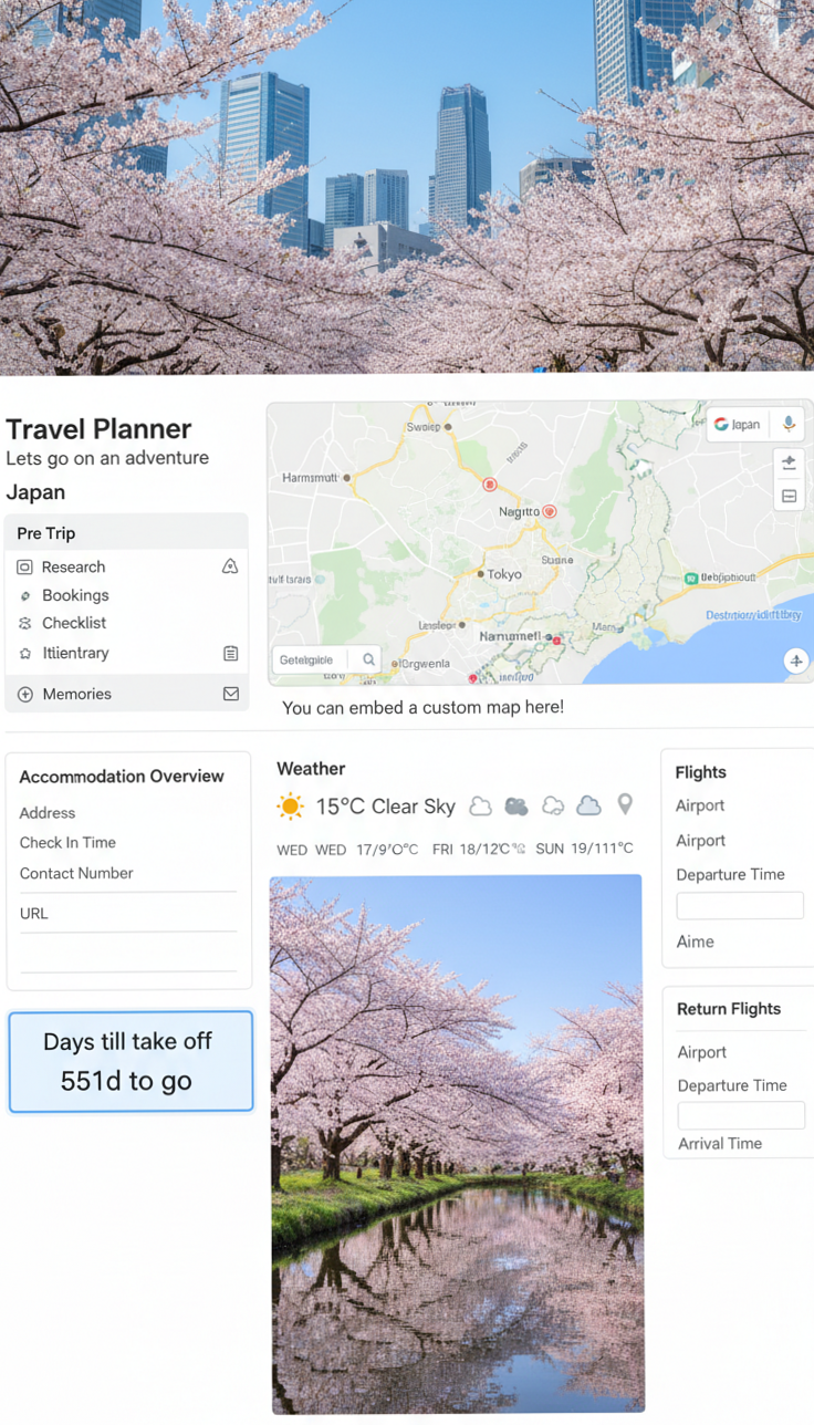 🎨 🎨 Cute Free Travel Planner Templates for Notion | only tool for life admin