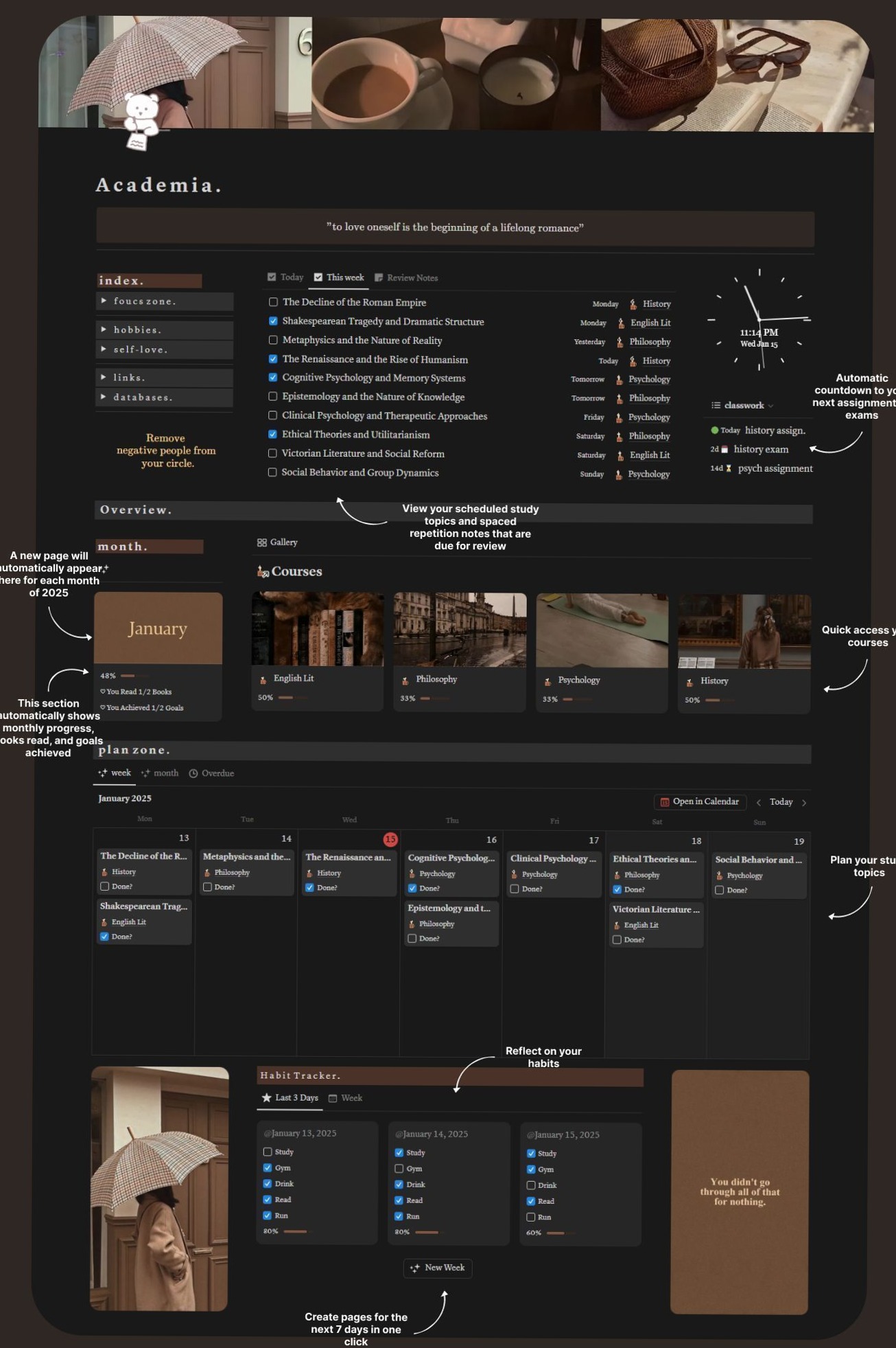 Dark Academia Notion Template #vocabulary 208 — 🌈 💎 2026 efficiency hack