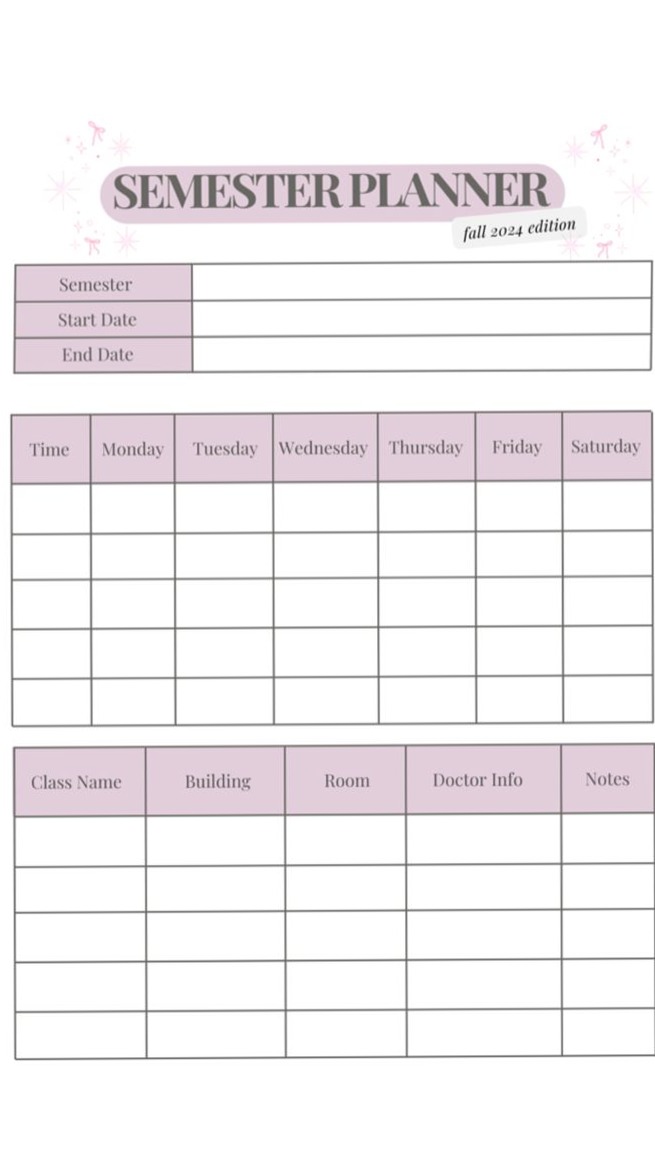 📁 📁 Digital Semester Planner | Creative Study Schedule Design | romanticize your routine