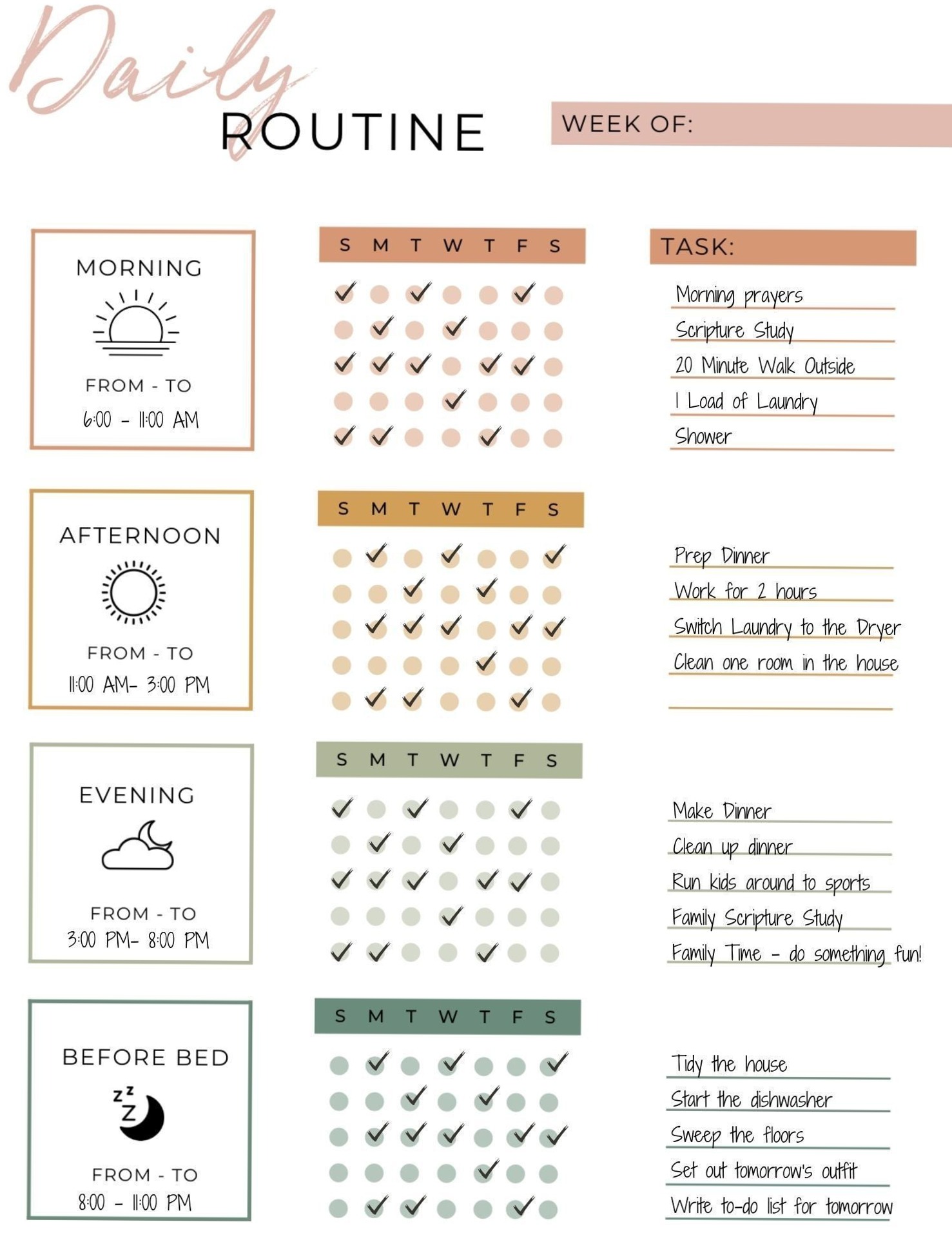 💌 🌸 dream life manifestation: Cute Daily Planner Template | Printable Routine Planner Pages PDF