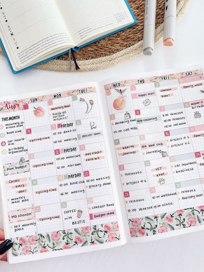 📁 📊 dream life manifestation: Monthly Hobonichi Pages with Stickers & Pen Details