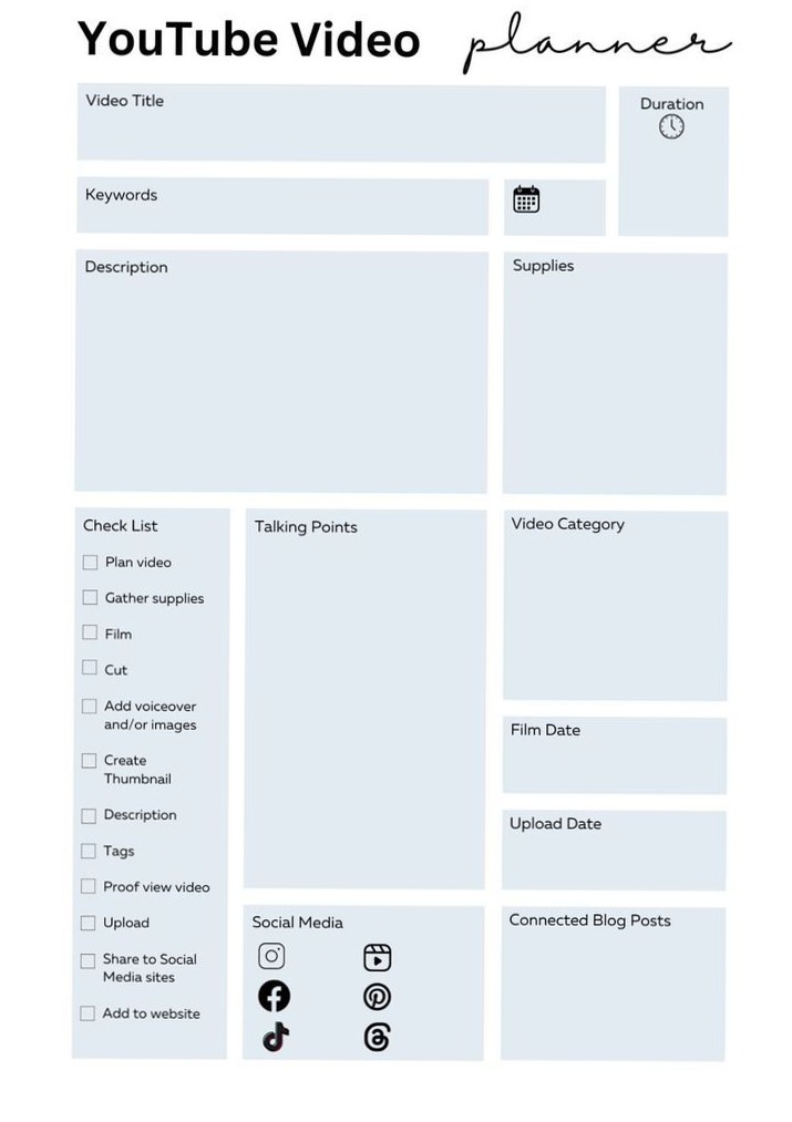 📝 📌 dream life manifestation: YouTube Video Planner for Content Creators 2024 | S