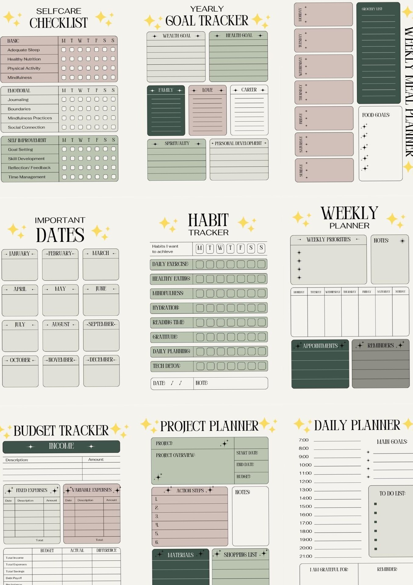 🖌️ 🎨 essential planning guide: Printable Daily Planner with Budget & Habit Tracker