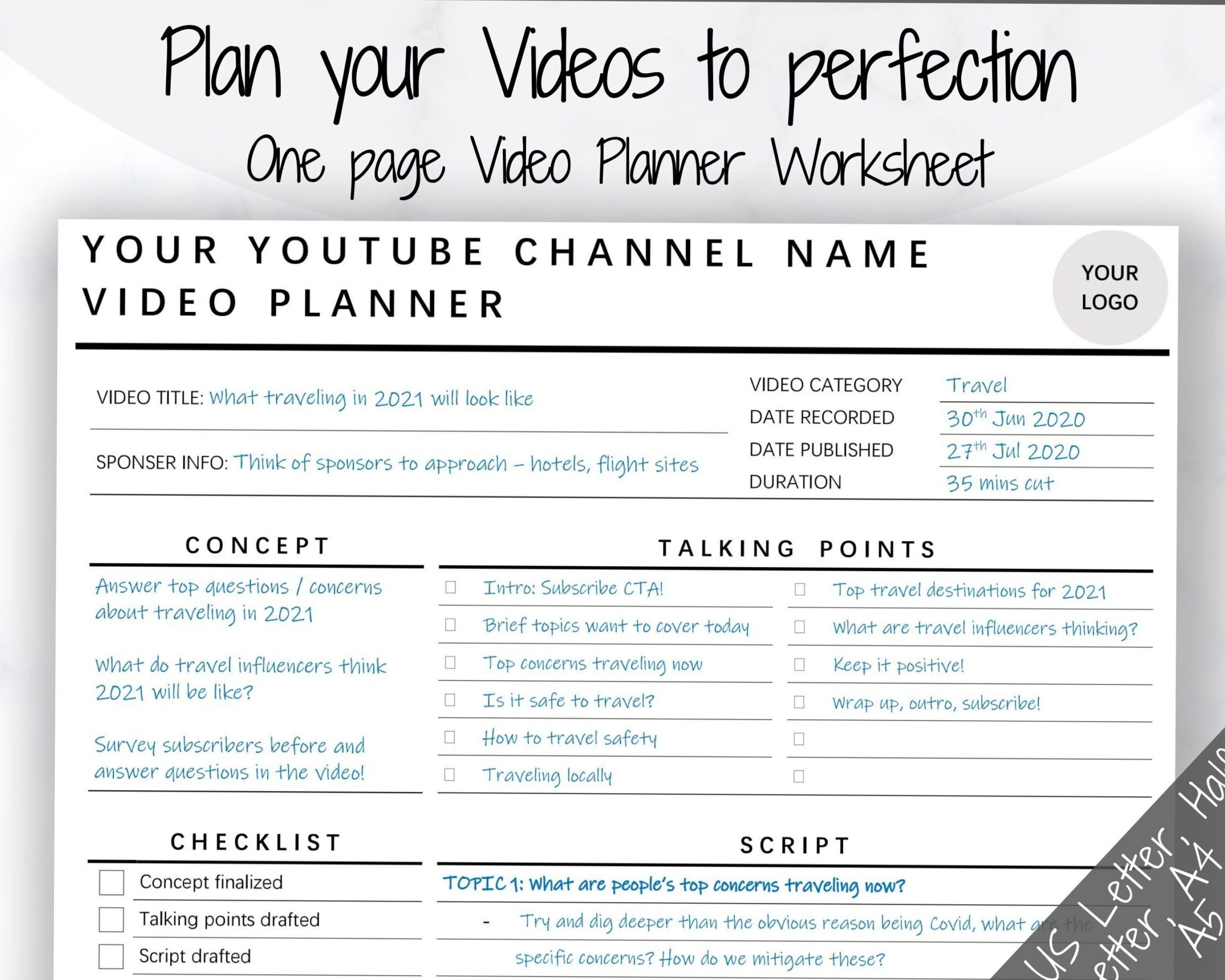 📅 📅 essential planning guide: YouTube Planner Bundle: Editable Templates & Printable Checklists