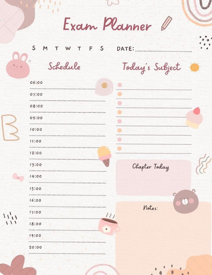Exam Planner — Digital Design & Creative Study Tools — 🤍 ☁️ romanticize your routine