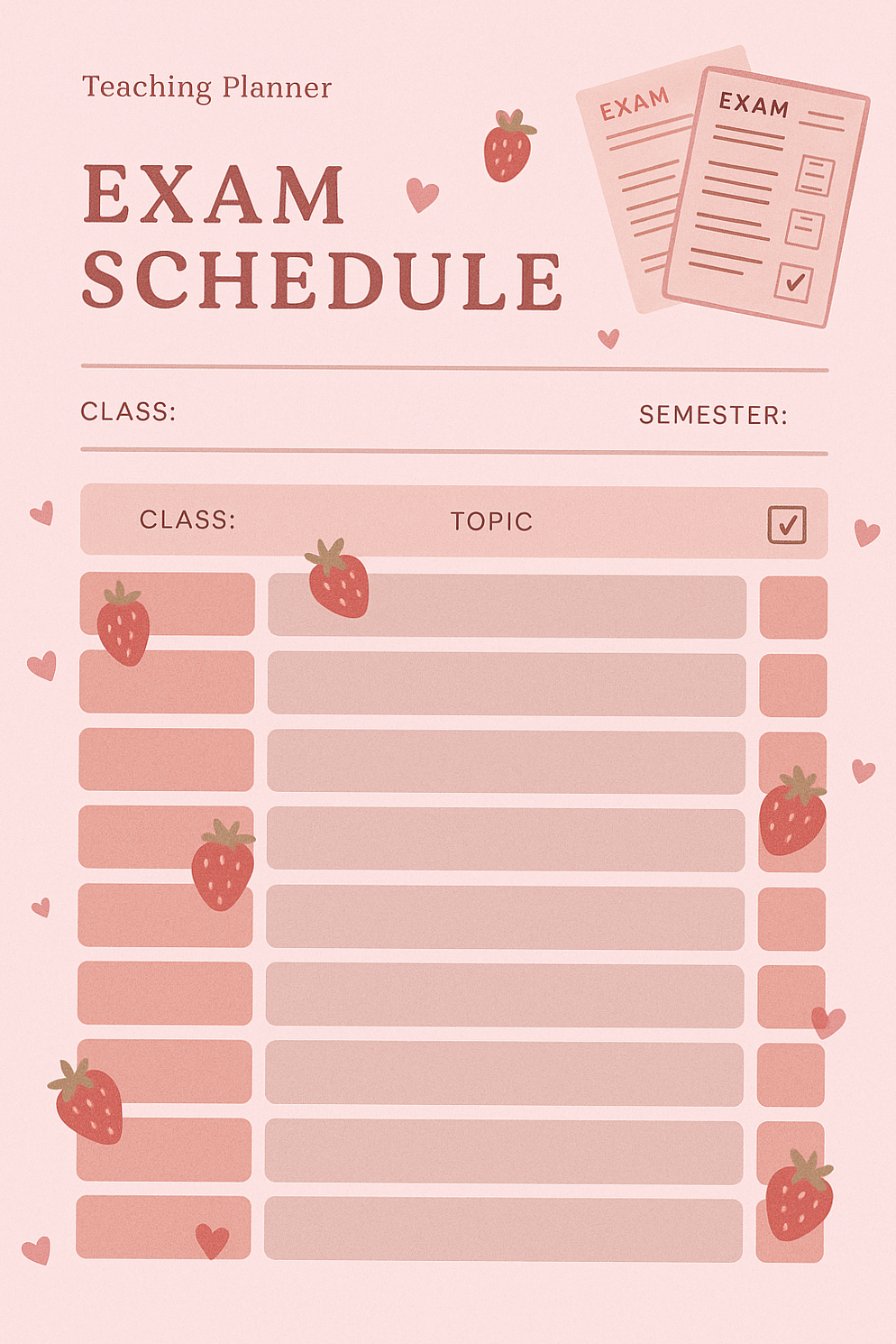 Exam Schedule Planner | Digital Design & Creative Study Tools — 🥂 👰 romanticize your routine