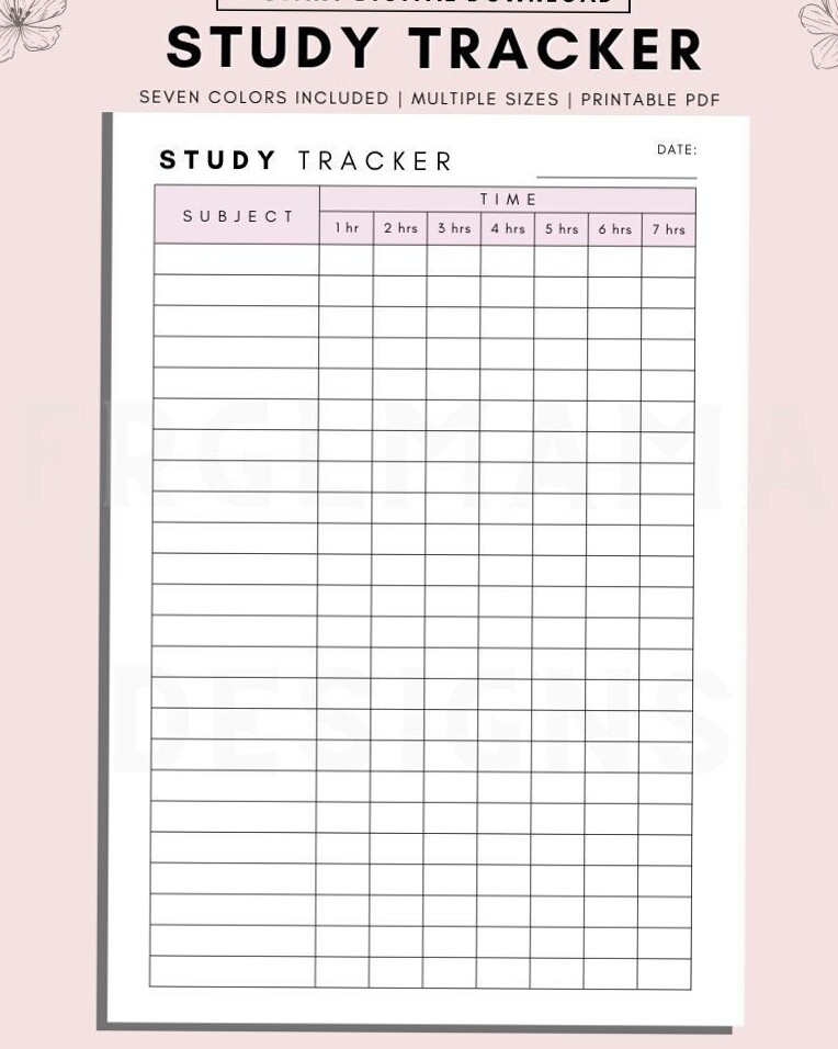 Exam Study Planner Printable | Timetable & Tracker for Students — 🤍 ☁️ no-stress tracker