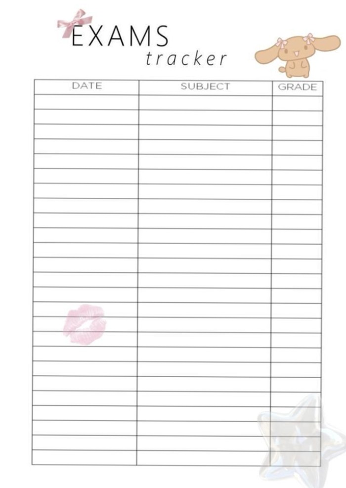 🥂 🍰 Exam Tracker for Digital Planners & Creative Designers | no-stress tracker