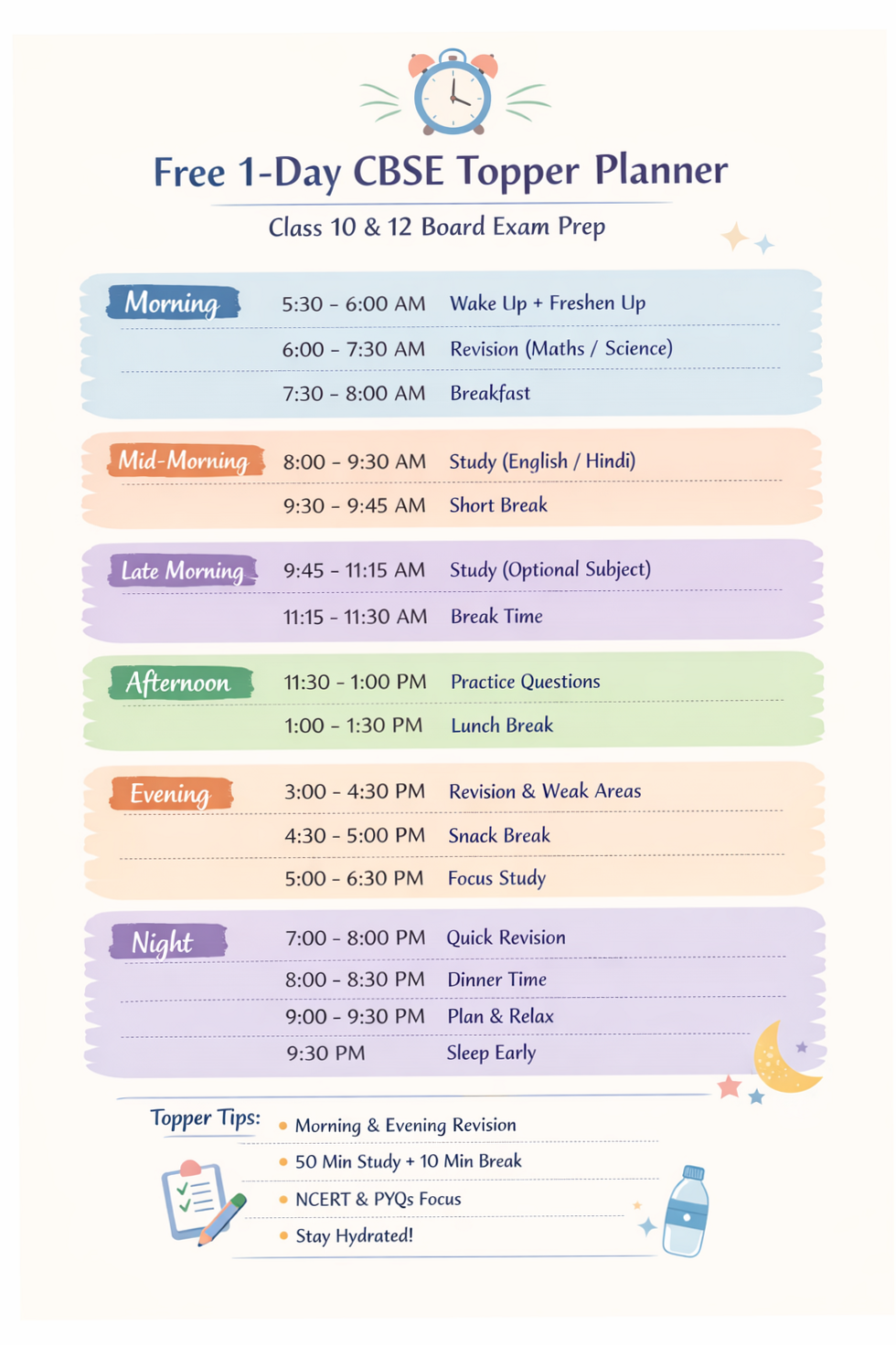 Free 1-Day CBSE Topper Planner | Class 10 & 12 — 📅 📁 romanticize your routine