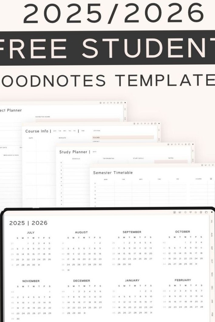 Free 2026 Digital Planner Templates for Students — 🍰 💍 dream life manifestation