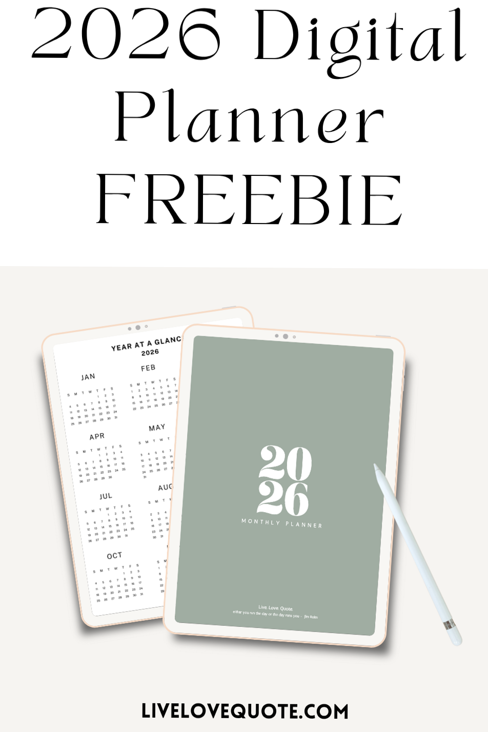 ☁️ 🤍 Free 2026 Digital Planner PDF Template | romanticize your routine