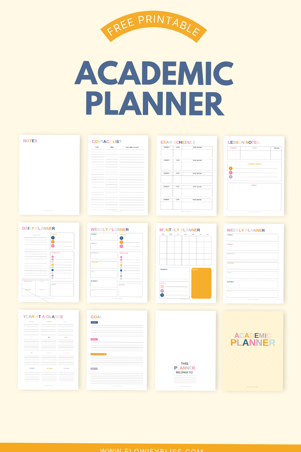 ✨ ✨ Free Academic Planner | Student Organizational Tool | stay inspired all year long