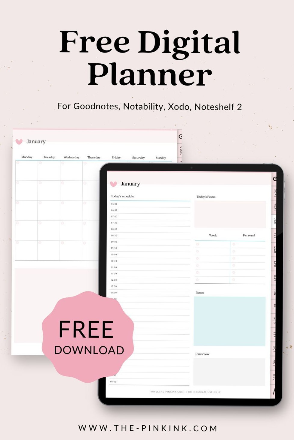Free Digital Planner, Notebooks & Printables | The Pink Ink — 📌 🖇️ dream life manifestation