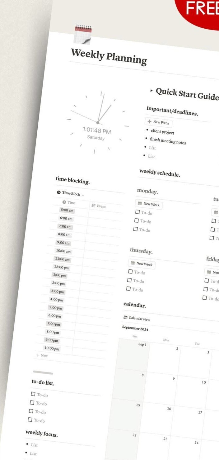 Free Notion Weekly Planner | Download Now! — 🥂 💌 game-changing digital system