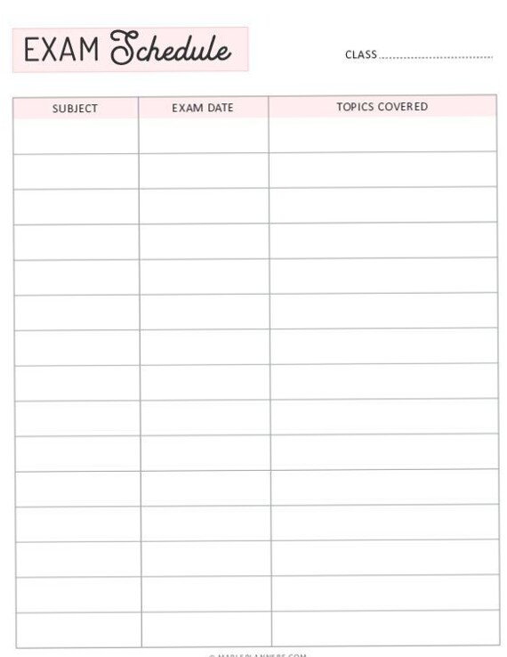 Free Printable Exam Schedule Templates for Efficient Study Planning — 💍 💍 secret to staying productive