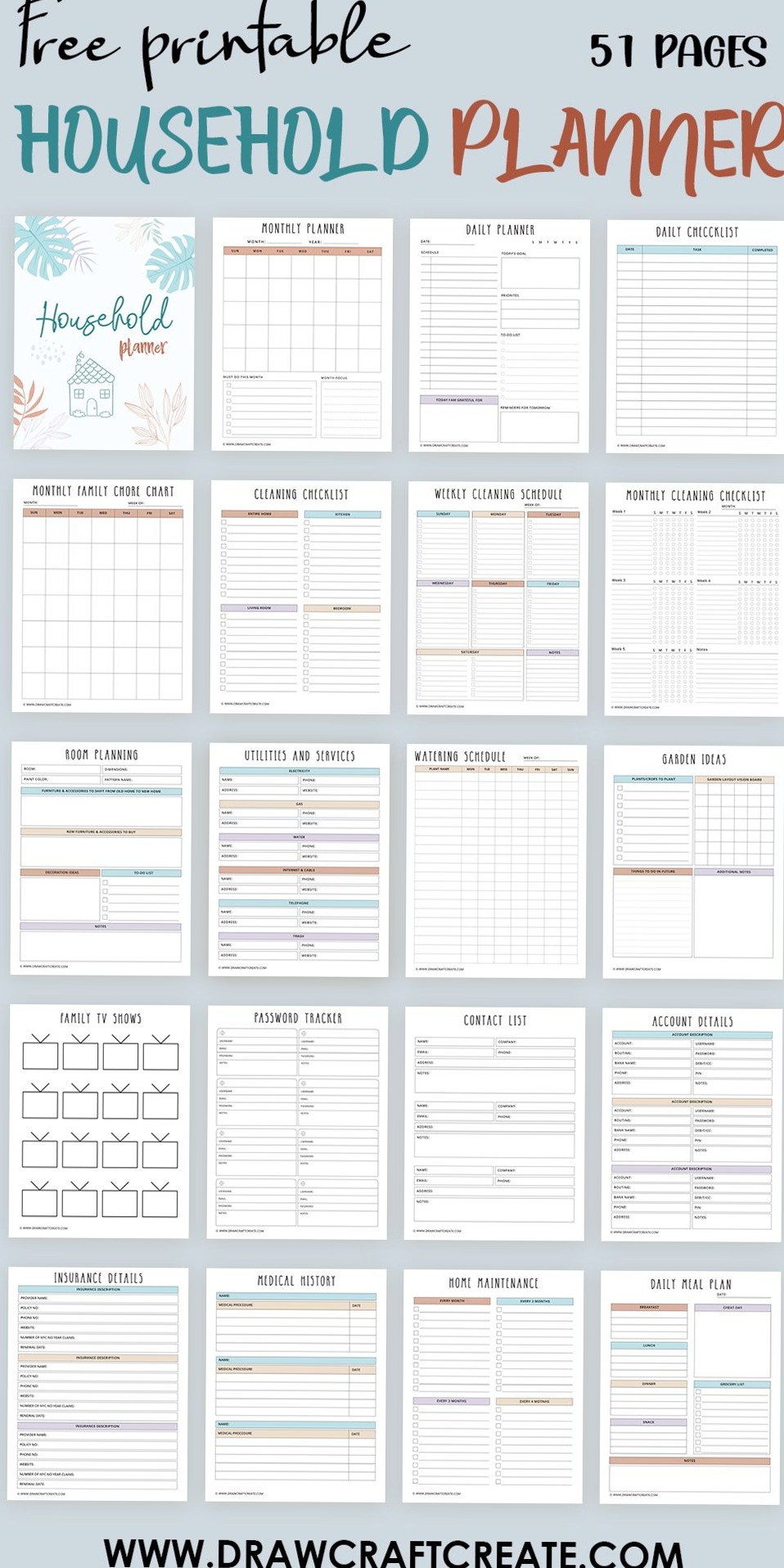 👰 💍 Free Printable Household Planner – 51 Pages | stay inspired all year long