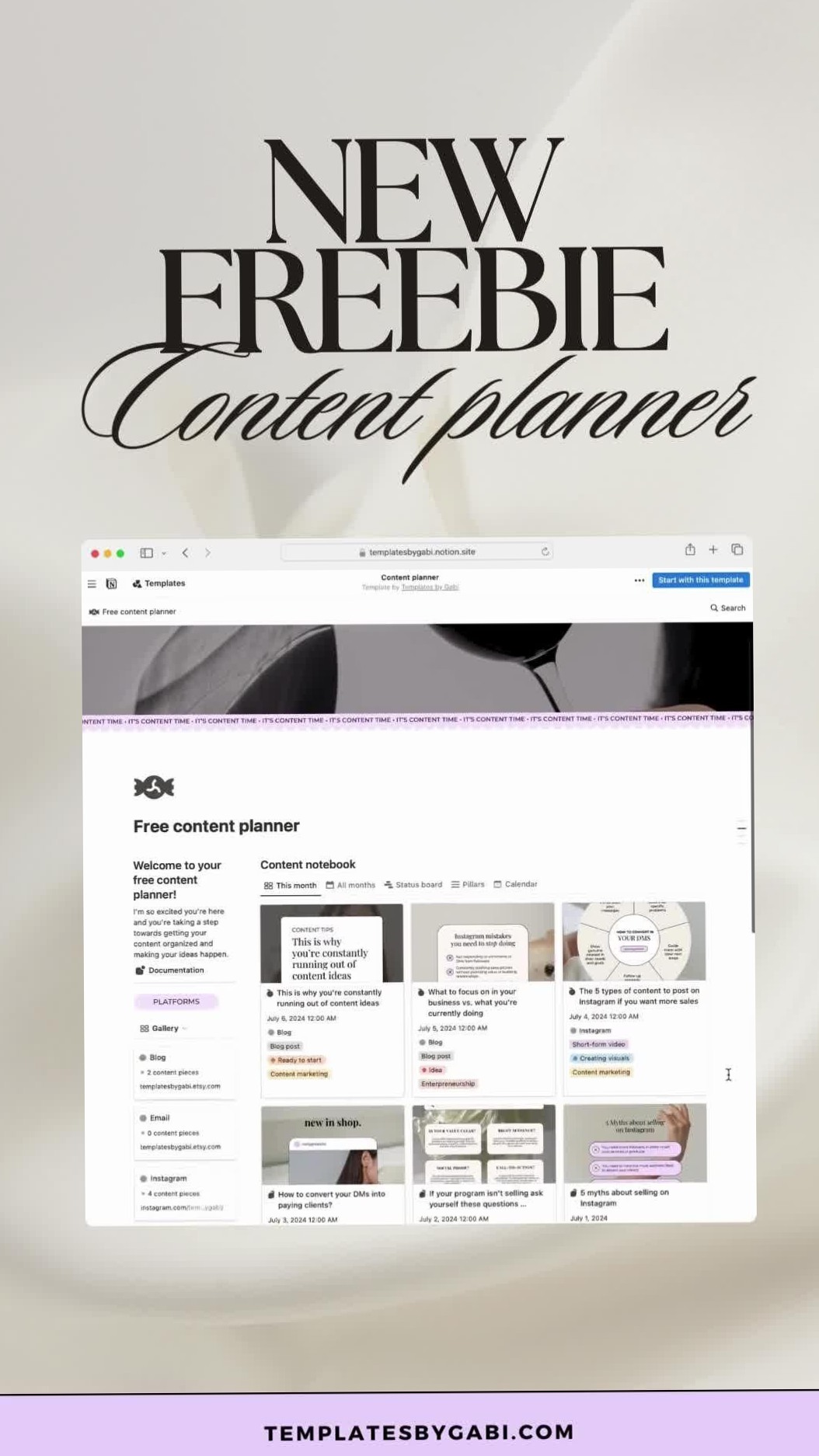 🖇️ 🖇️ Free Social Media Content Planner for Digital Creatives | romanticize your routine
