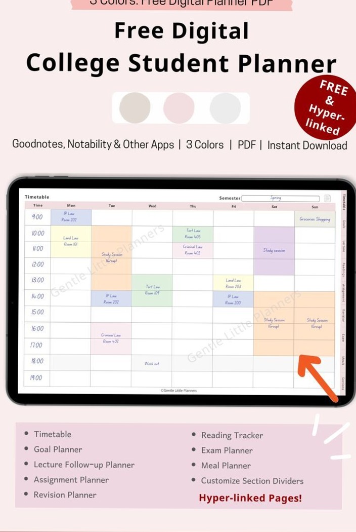 Free Student Planner Digital for College Organization | Goodnotes Study Planner Template — 📁 📁 romanticize your routine