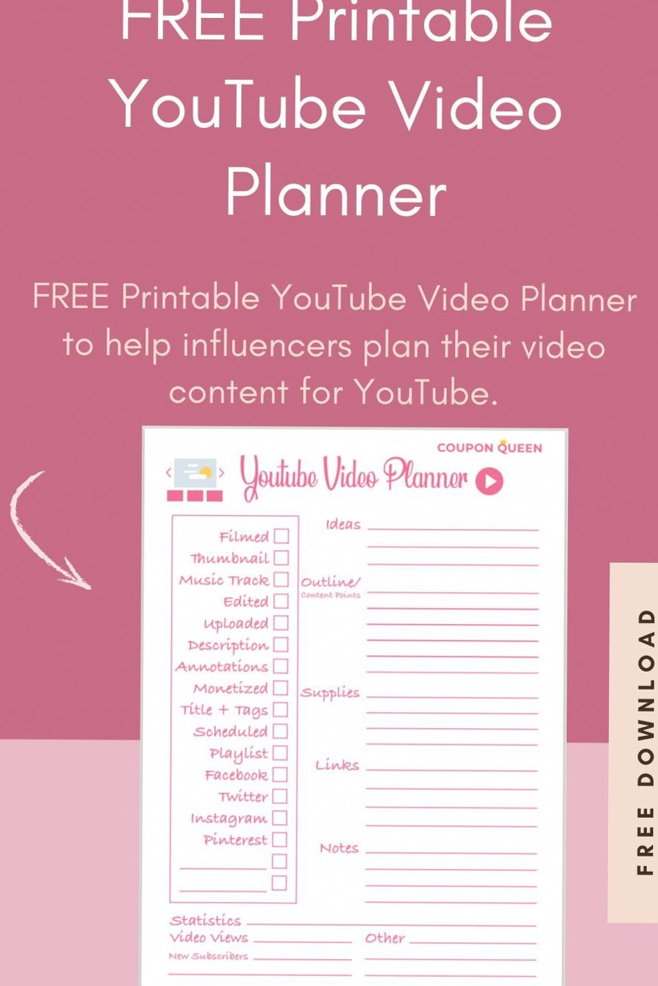 ☁️ 🤍 FREE YouTube Video Planner Printable | stay inspired all year long