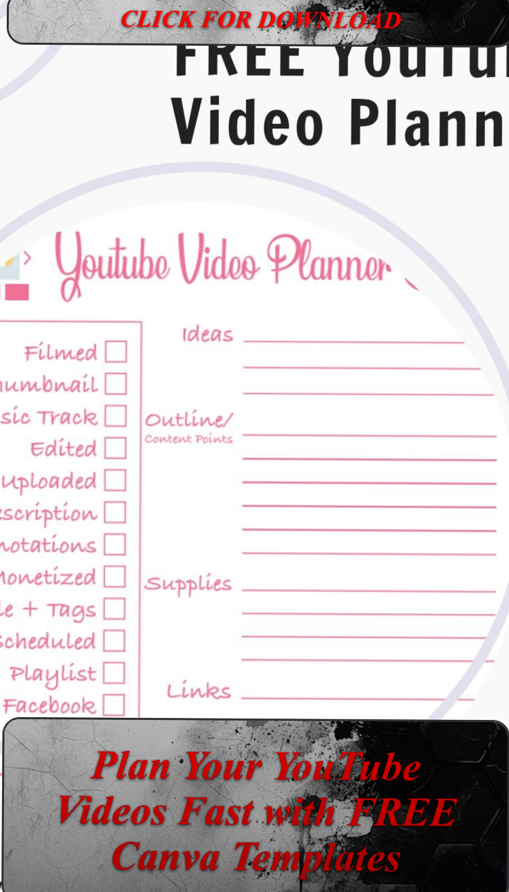 Free YouTube Video Planner Template — Create Stunning Videos Fast! — 💍 🌸 dream life manifestation