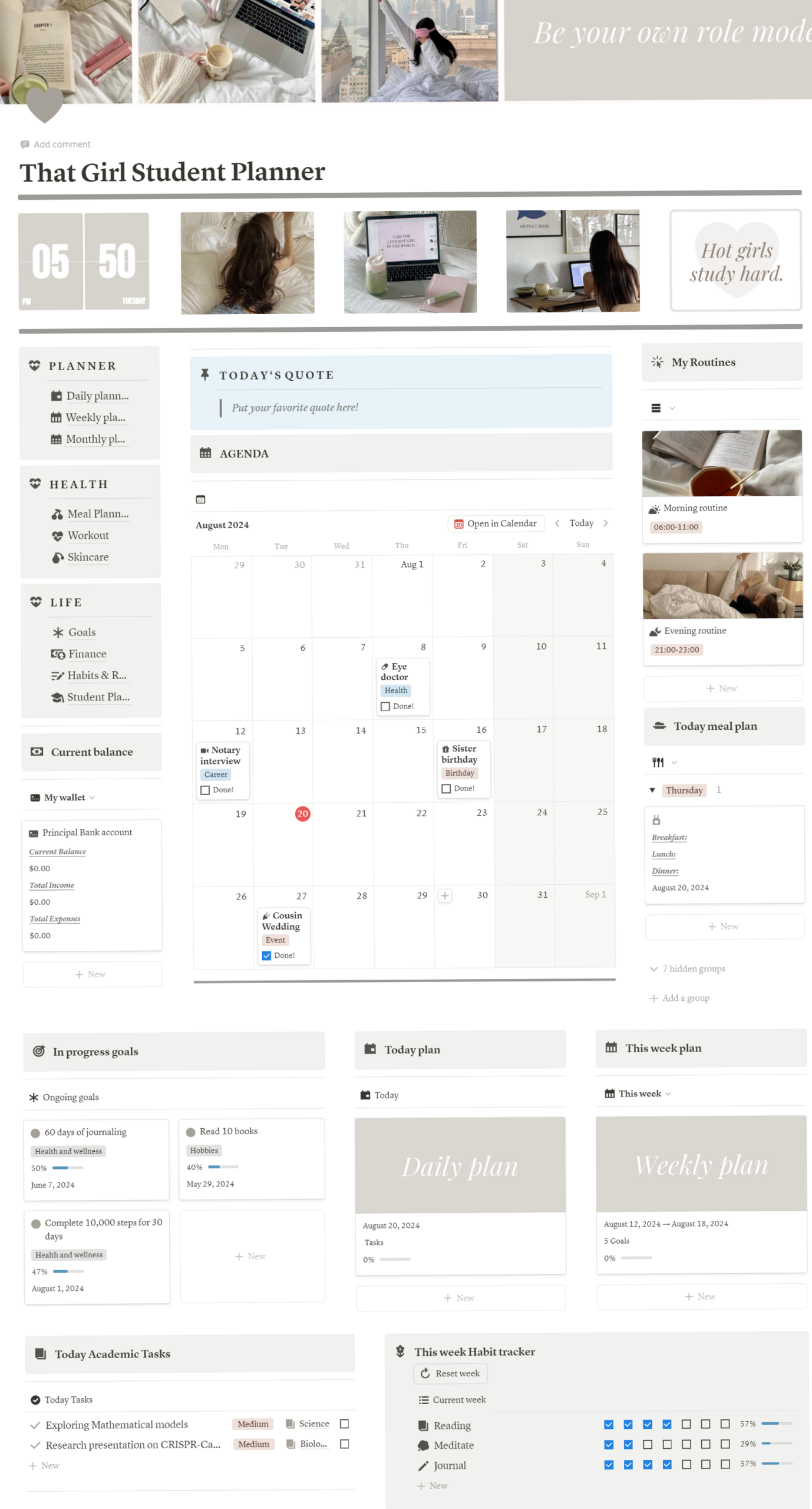 📌 📅 game-changing digital system: That Girl Student Planner Notion Dashboard Selfcareplanner 3973 132