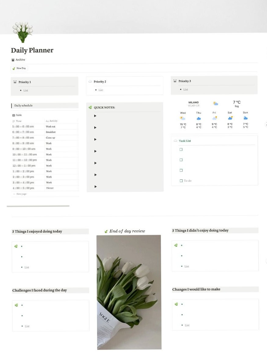 🌿 🤍 game-changing digital system: Minimalist Notion Daily Planner for Beginners