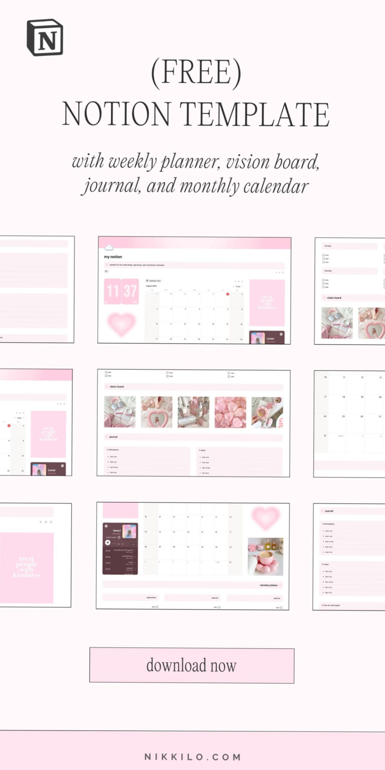 📁 📊 game-changing digital system: Aesthetic Pink Free Notion Template for Design & Creativity