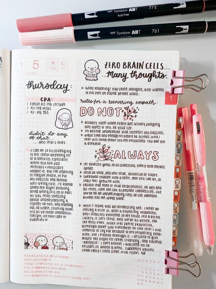 Hobonichi Cousin Daily Spread Design for Planners & Creatives — 🌈 🎨 dream life manifestation