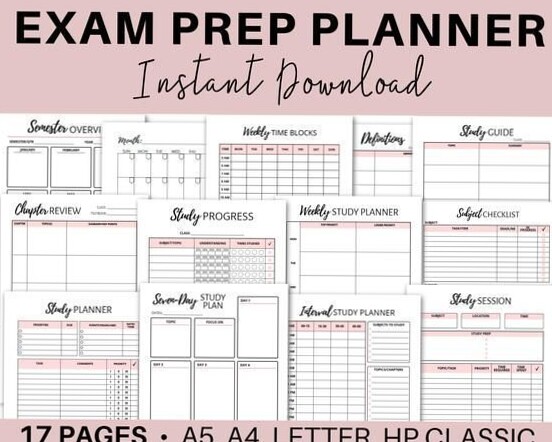 🎀 🤍 HP College Exam Study Planner — Printable Exam Prep Kit | dream life manifestation