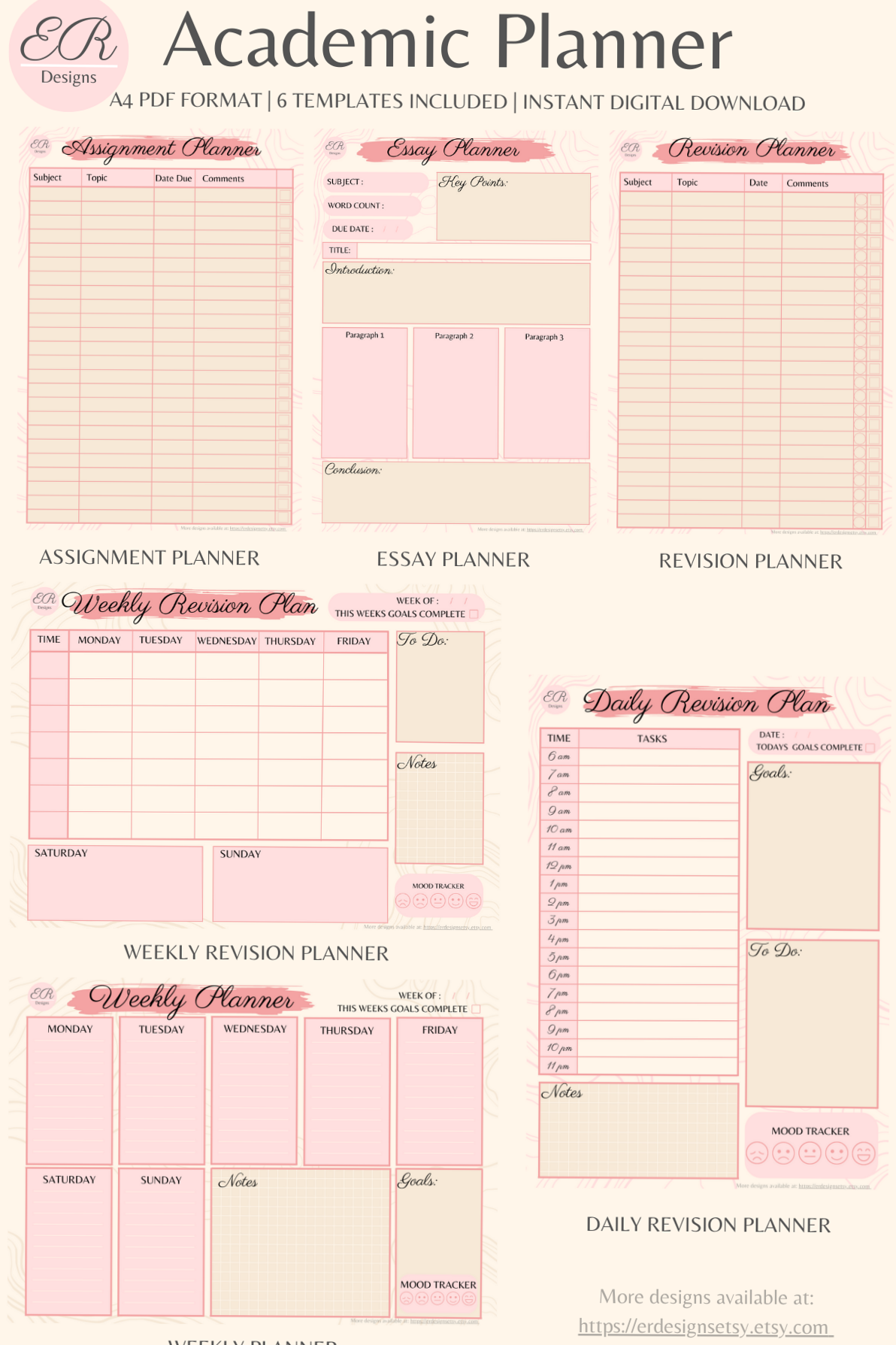 Ice Cream Weekly Planner — Digital/Printable Academic Design — 👰 💍 secret to staying productive