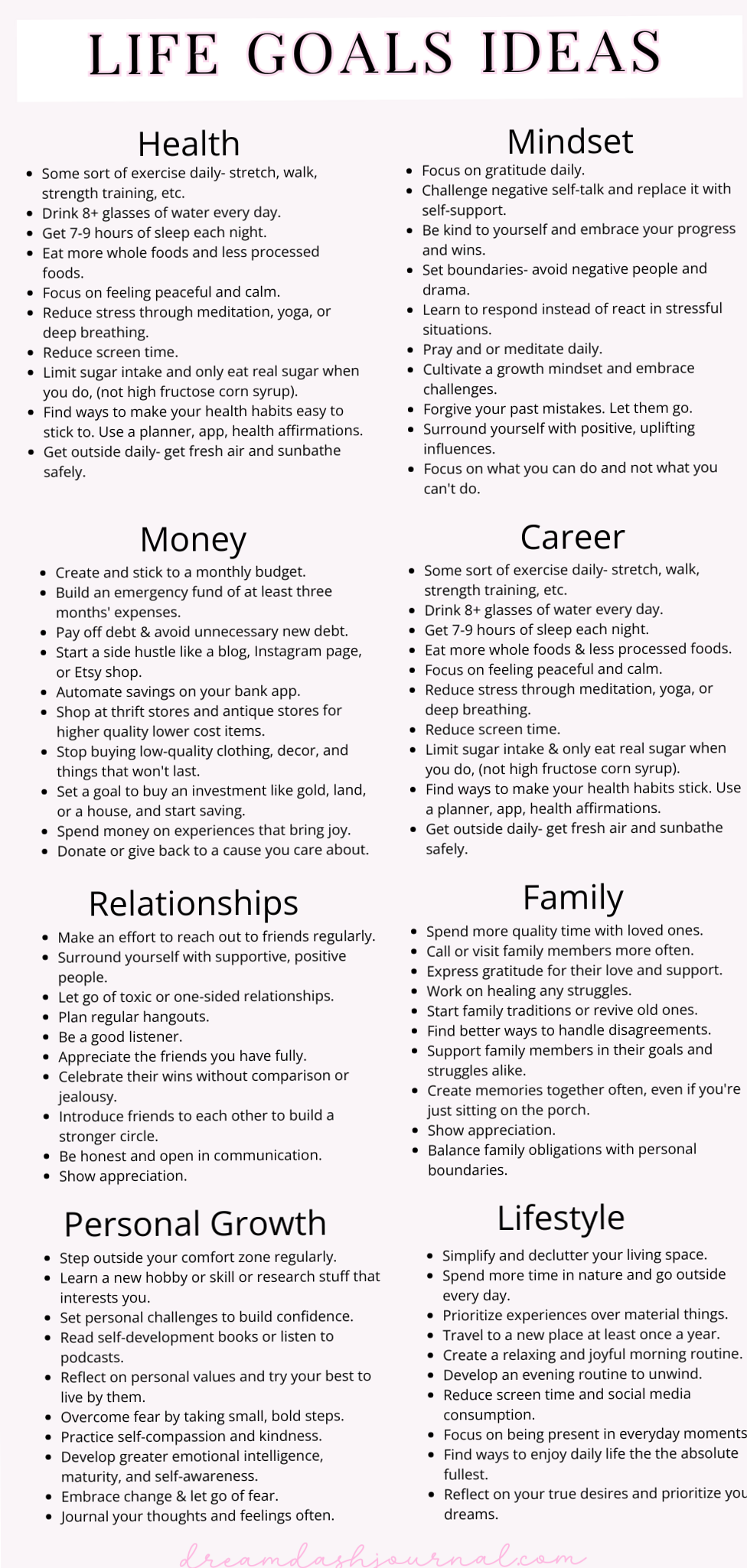 Life Goals List for Personal Growth & Success — ☁️ 🌿 romanticize your routine