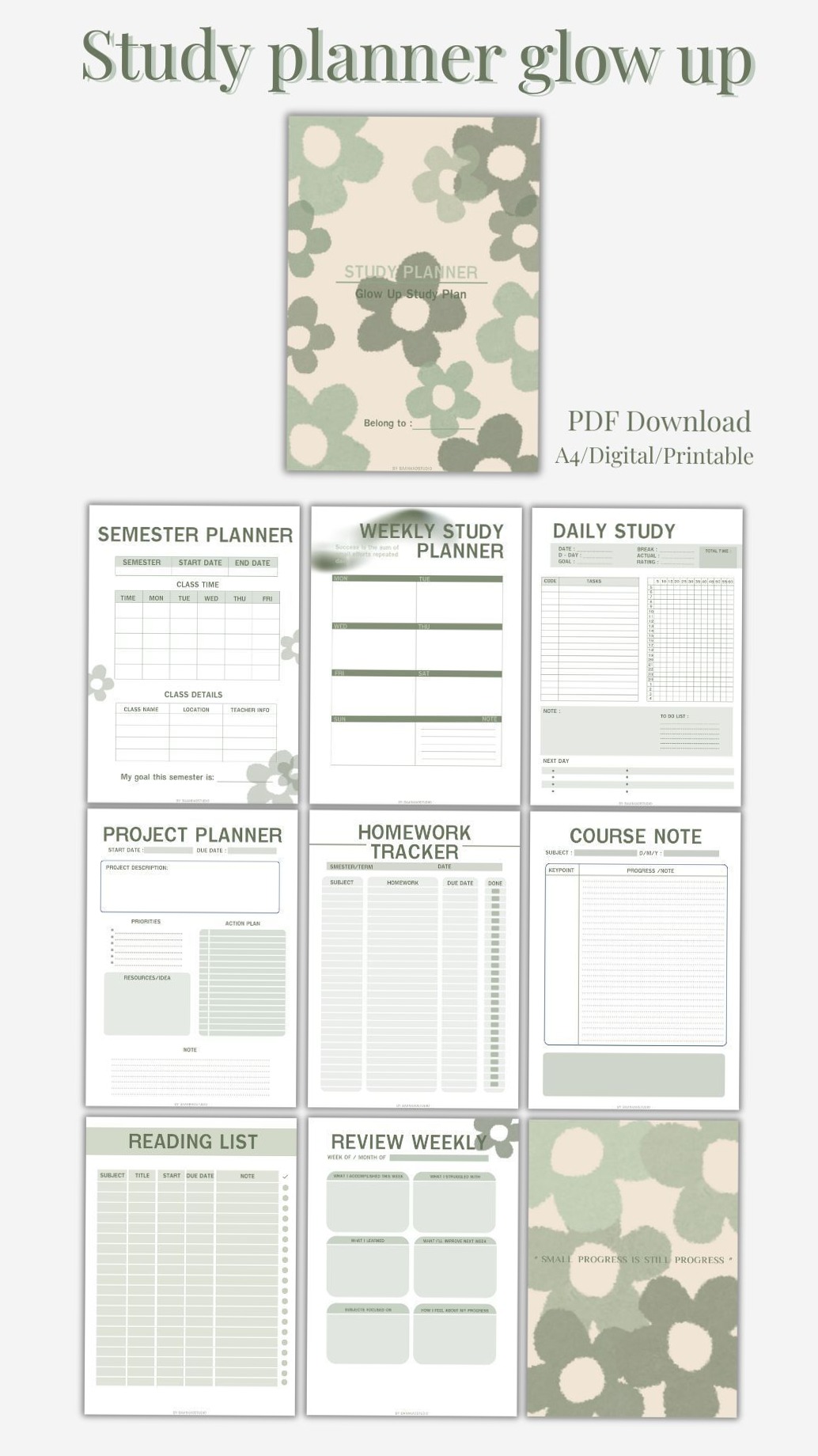 📅 📅 Minimalist Matcha Study Planner | A4 PDF Download #Effec | stay inspired all year long
