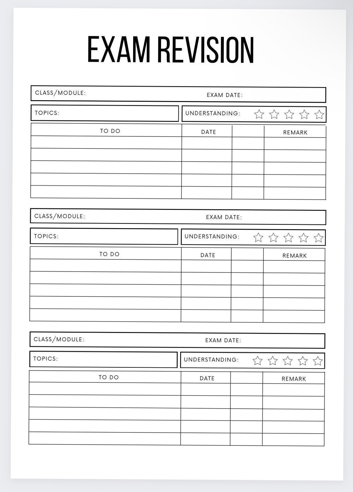 📅 📅 no-stress tracker: Exam Tracker & Revision Planner for Students | Digital Design