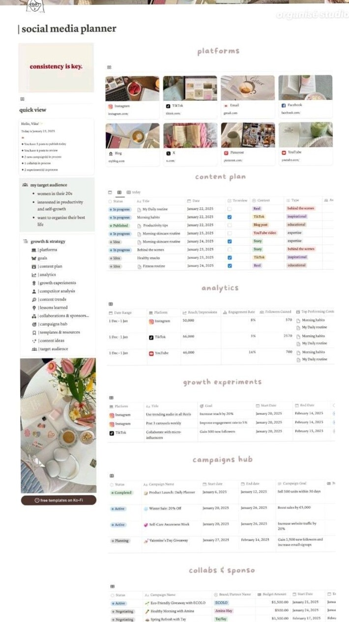 📁 🖇️ Notion Social Media Planner | Digital Design & Creative Assets | game-changing digital system