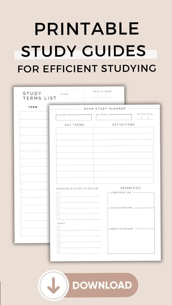 📍 🪄 Printable Study Guides & Planner for Final Exam Prep | Creative Study Tools | ultimate printable checklist