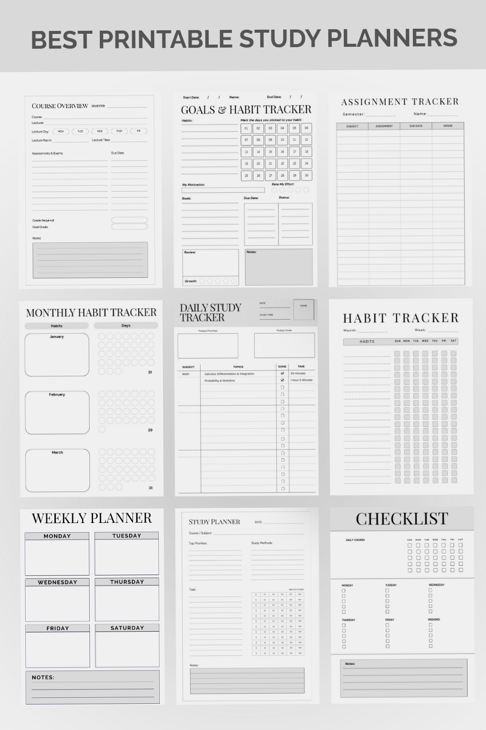 Printable Study Planners for Students | Organize & Succeed — 💌 🥂 dream life manifestation